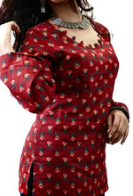 Navanika Crimson Bloom Lace-Up Kurti