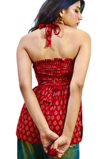 Navanika Scarlet Paisley Halter Kurti