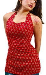 Navanika Scarlet Paisley Halter Kurti