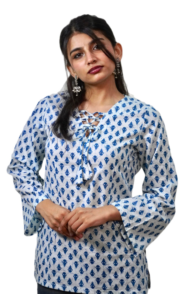 Navanika Ivory Bloom Tie-Up Kurti