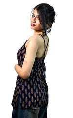 Navanika Midnight Leaf Lace-Up Kurti