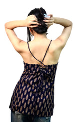 Navanika Midnight Leaf Lace-Up Kurti