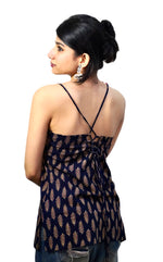 Navanika Midnight Leaf Lace-Up Kurti