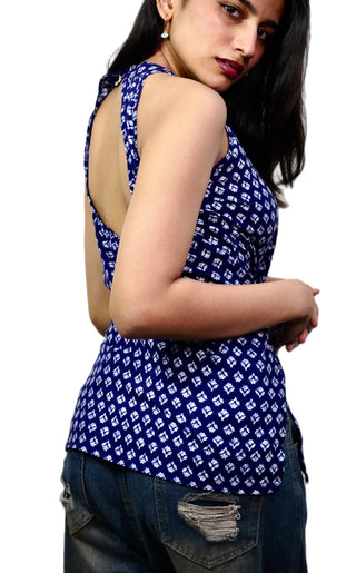 Navanika Azure Bloom Halter Kurti