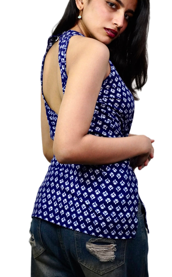 Navanika Azure Bloom Halter Kurti