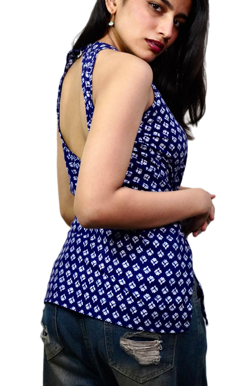 Navanika Azure Bloom Halter Kurti