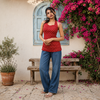 Navanika Scarlet Paisley Halter Kurti