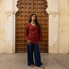 Navanika Crimson Bloom Lace-Up Kurti