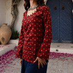 Navanika Crimson Bloom Lace-Up Kurti