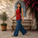 Navanika Scarlet Paisley Halter Kurti