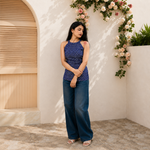Navanika Azure Bloom Halter Kurti