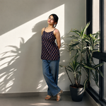 Navanika Midnight Leaf Lace-Up Kurti